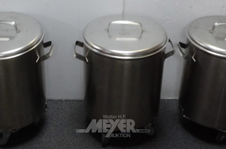 3 gr. Suppentöpfe mit Rollgestell