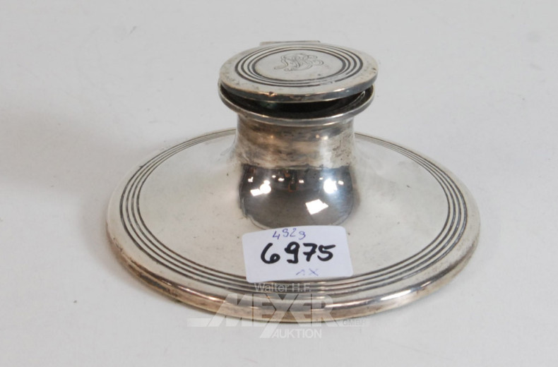 Tintenfaß, Jhw., 925er Sterling Silber,