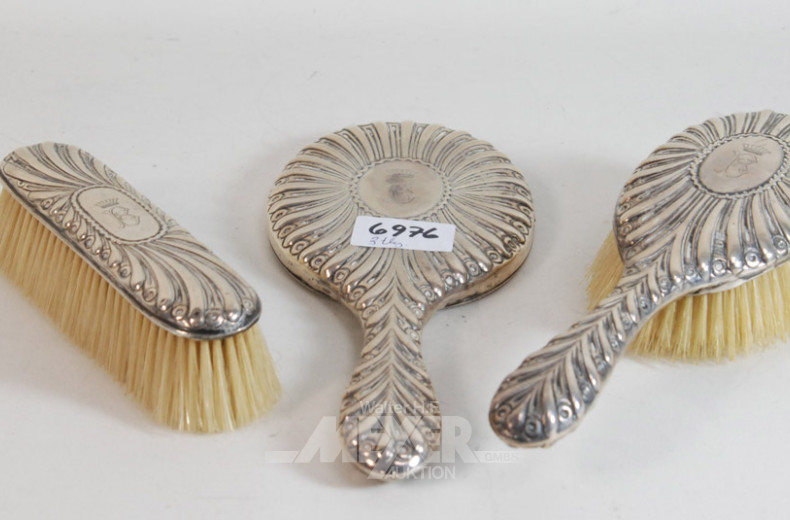 Frisiergarnitur, 3-tlg., 925er Silber,