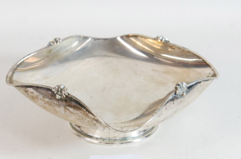 kl. Ablageschale und 1 Sektquirl, Silber