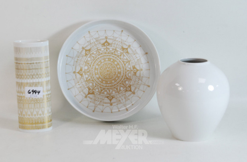 3 Teile Porzellan: Vase ''KPM''