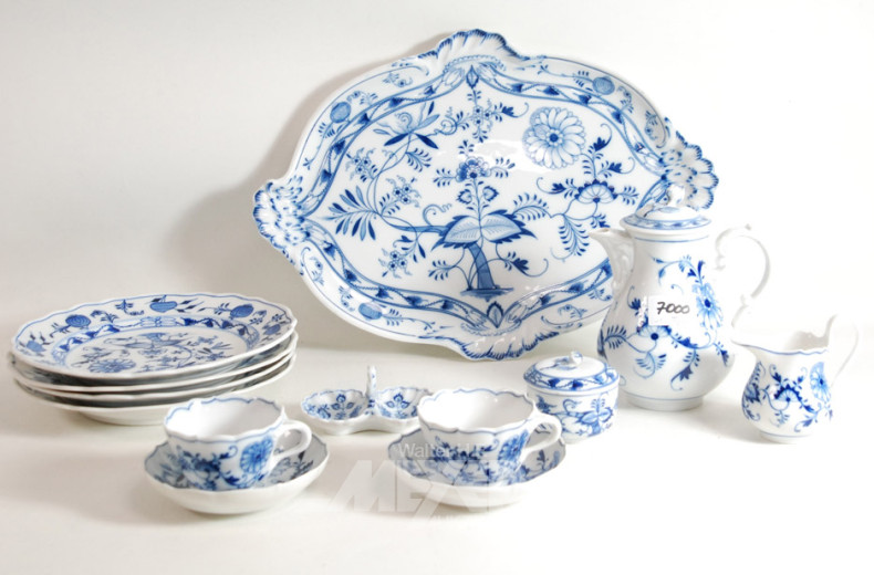 12 Teile Zwiebelmuster-Porzellan: