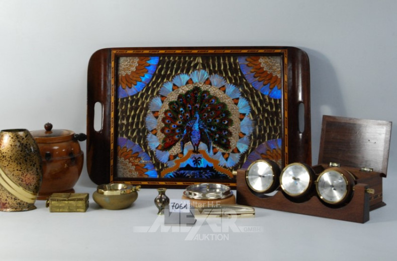 Posten Tischdekorationen, u.a. Tablett,