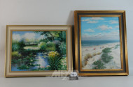 2 Gemälde, ''Strandleben'' u.re. bez. REBEL