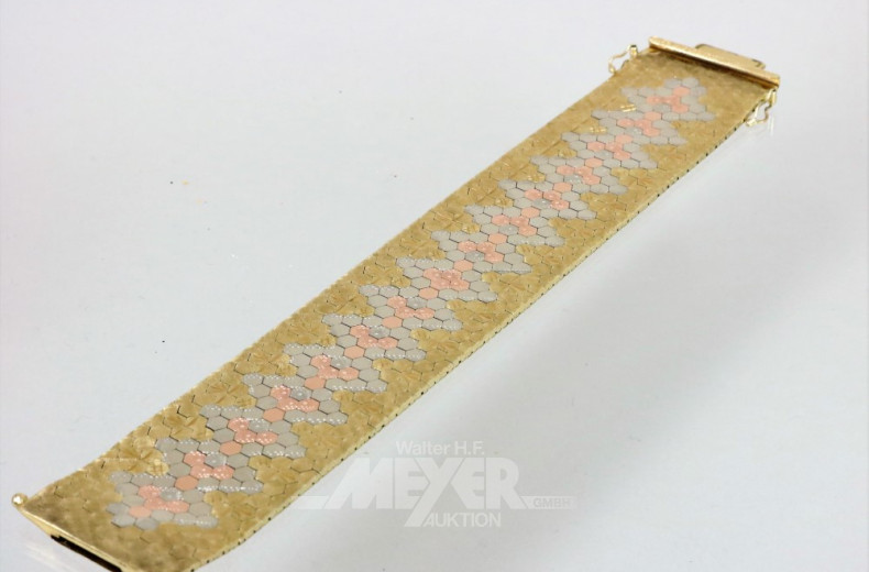 schweres Armband, 585er GG/WG/Roségold