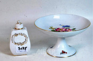 Porz.-Fußschale, 1 kl. Porz. Teedose