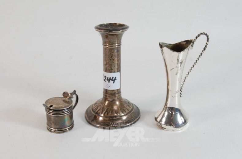 3 Teile Kleinsilber: Leuchter,