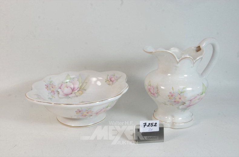 2 Teile Porzellan, Blumendekor: