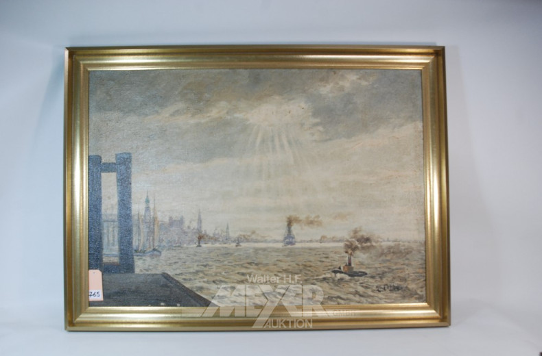 Gemälde, Hamburger Hafen,