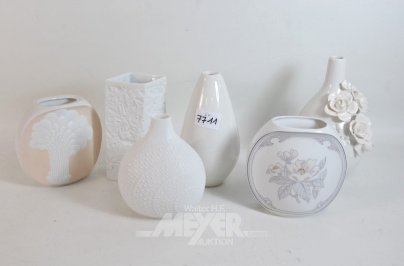 6 Porzellanvasen, u.a. KPM und