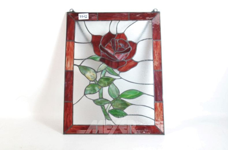Bleiverglasung ''Rose'', ca. 48 x 38 cm