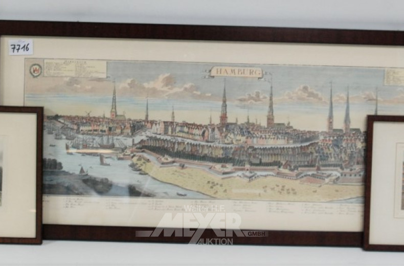 9 div. Bilder, Stadtansichten von Hamburg,