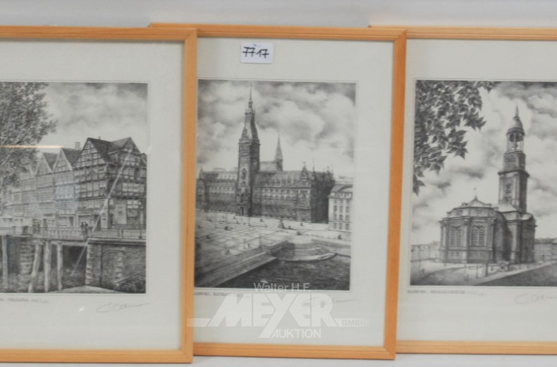 5 div. Bilder, u.a. Hamburgansichten,