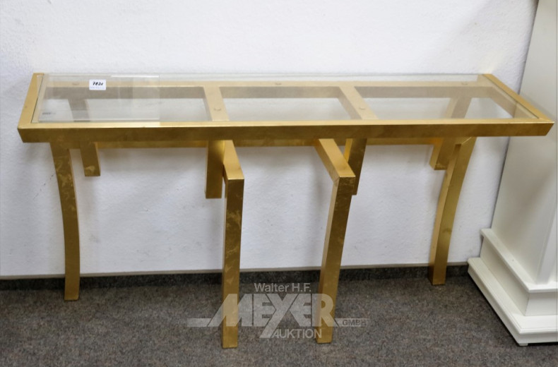 Konsole, goldfarben mit Glasplatte