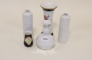 5 versch. Porzellan-Vasen, MEISSEN,