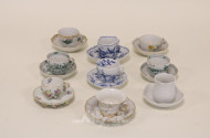 9 Porzellan-Sammeltassen, MEISSEN,