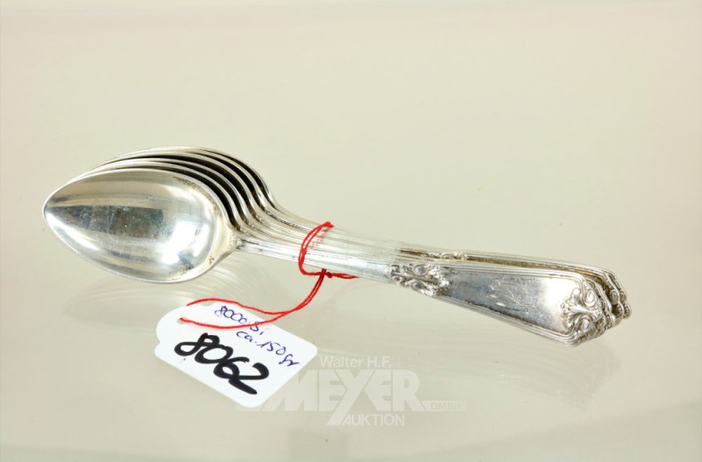 6 Teelöffel, 800er Silber