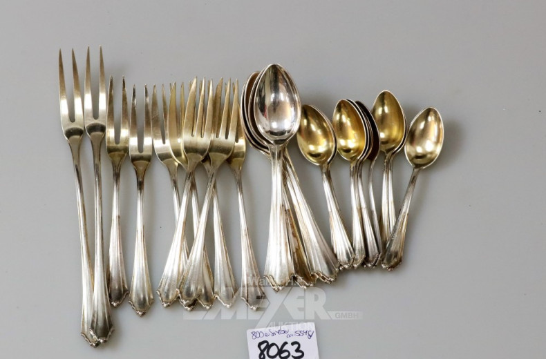 Besteck, 800er Silber, 28-teilig