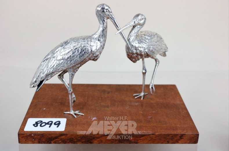Figurengruppe, ''Reiher'', Silber auf