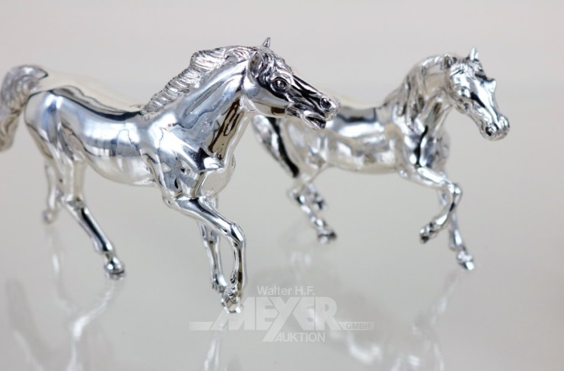 2 Silberfiguren ''Pferde'', 800er Silber