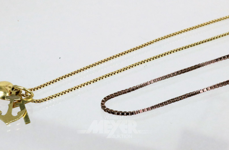 2 Kettchen, 333er GG, mit Anhänger