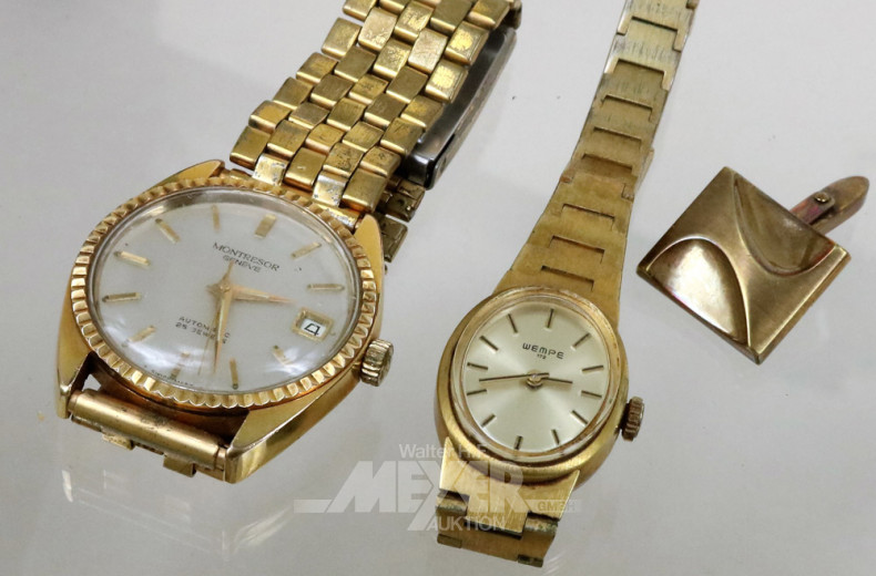 Damen- und 1 Herrenarmbanduhr