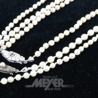 3 Perlenketten mit Silberschließen