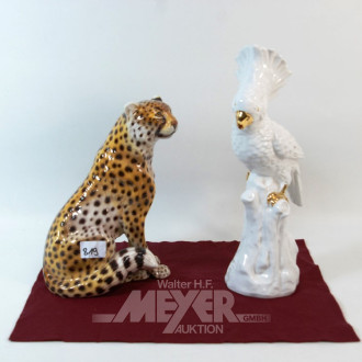 2 Porz.-Figuren, Leopard und Kakadu