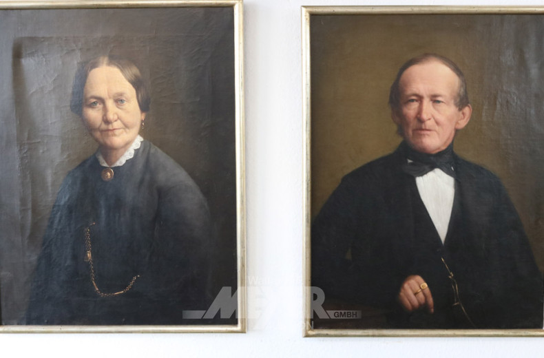 2 Gemälde ''Damen/Herren-Portraits''