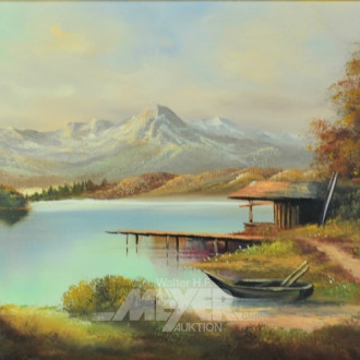 Gemälde ''Gebirgslandschaft mit See''