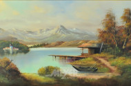 Gemälde ''Gebirgslandschaft mit See''