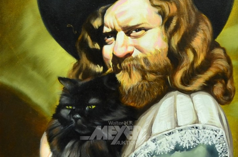 Gemälde/Kopie ''Herrenportrait m. Katze''