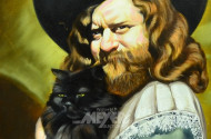 Gemälde/Kopie ''Herrenportrait m. Katze''