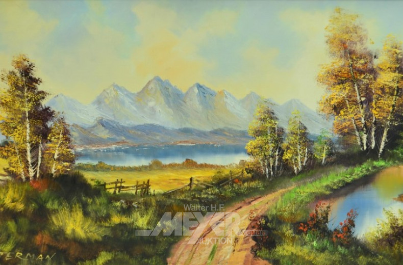 Gemälde ''Gebirgssee mit Landschaft''