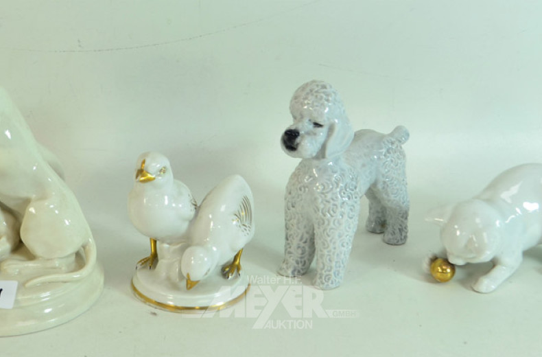 4 Porz.-Tierfiguren, u.a. ROSENTHAL