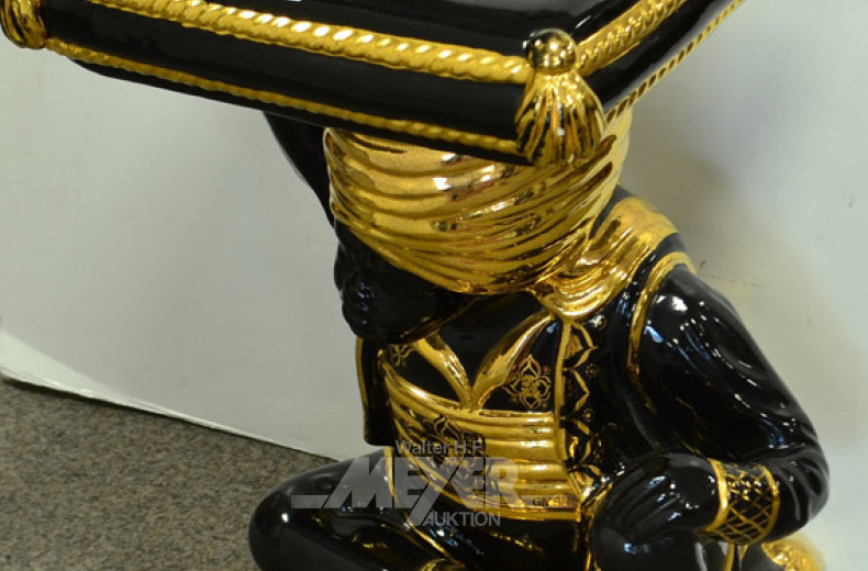 figürl. Porz.-Mohren-Lampen/Blumen-Tisch