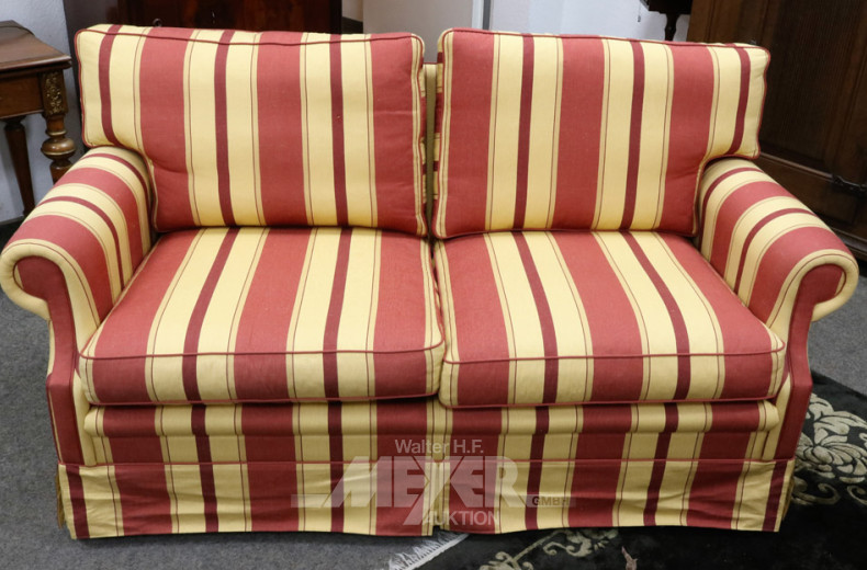 2 Kamin-Sofas, 2-Sitzer, Bezug: rot/beige
