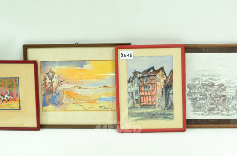 4 Div. Bilder, ''Stadtansicht/Landschaft''