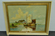 Gemälde ''Fischerboot'' r.u. unleserl.