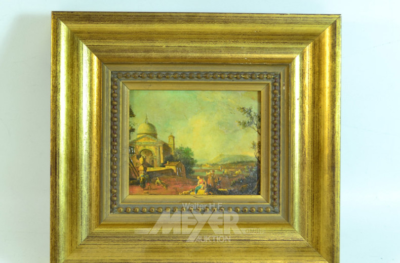 kleines Gemälde, ''Dorfszene''
