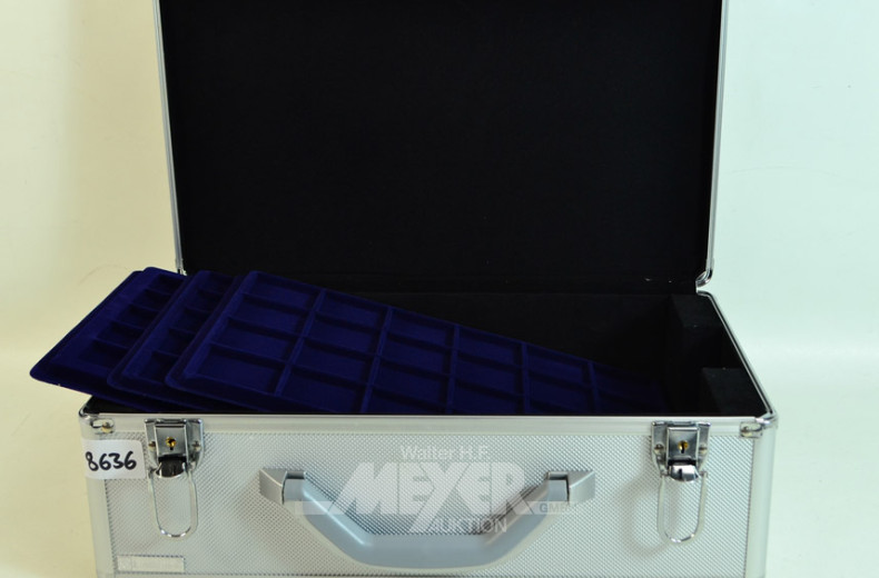 Alu Münzkoffer, mit Münztableaus