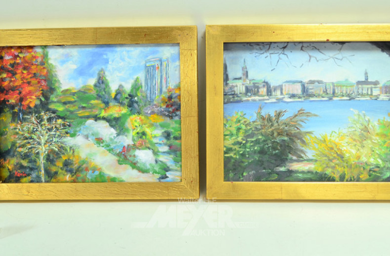 4 Gemälde ''Hamburgansichten''