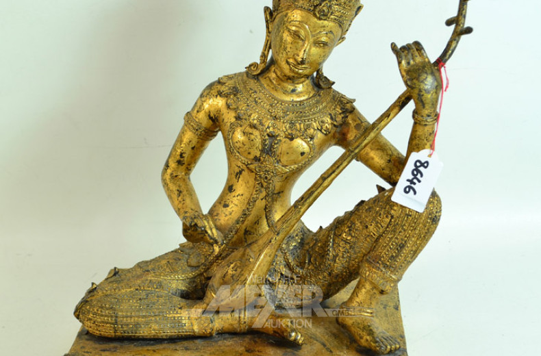 Messingfigur '' Musikerin'' Höhe 37 cm