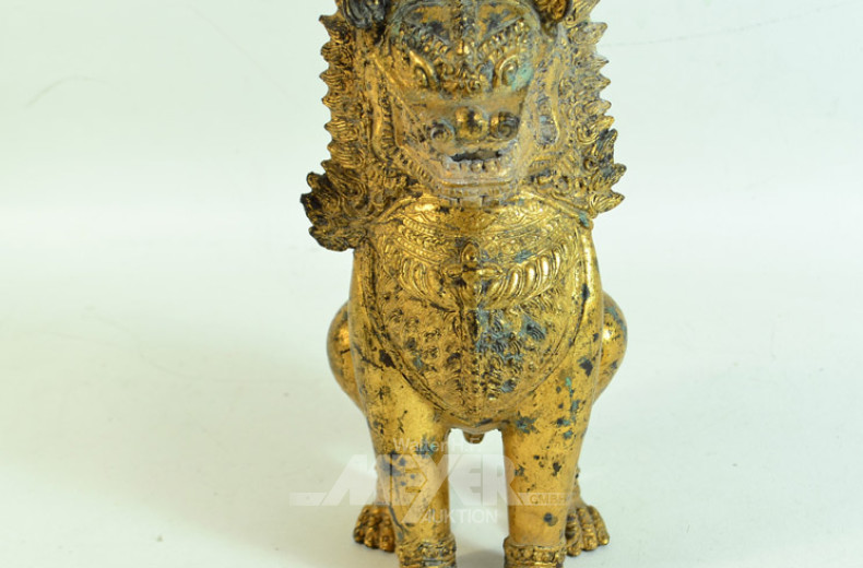 Messingfigur ''sitzender Löwe''