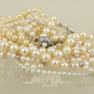 5 Perlenketten mit Silberschließen