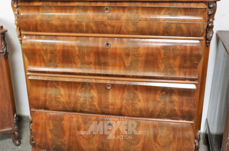 L.Ph. Kommode, Mahagoni, 4 Züge