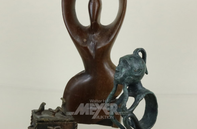 9 versch. Dekofiguren, Marmor, Holz,