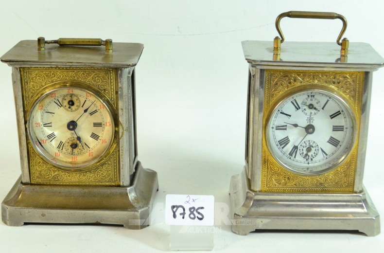 2 versch. Tischuhren im Metallgehäuse,