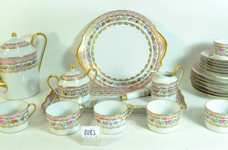 Kaffeeservice, LIMOGES, Blumen- und