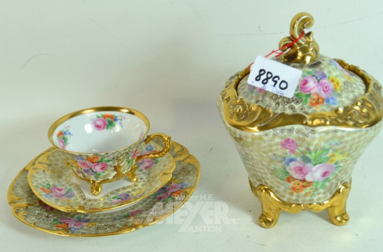 Kaffeegedeck und 1 Deckeldose, Alt Wien